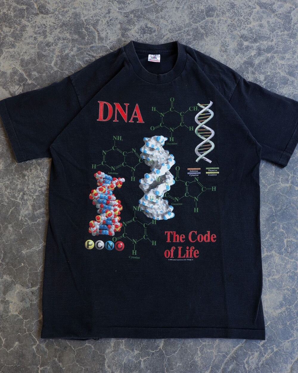 90s DNA Code of Life Black Tee Science Tech